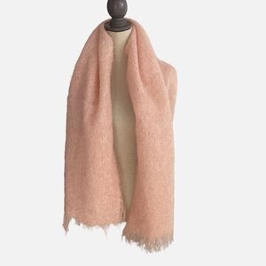 Vintage Otterburn Mill Wool Blanket Scarf Shawl Pink Fringe Made in England Cozy